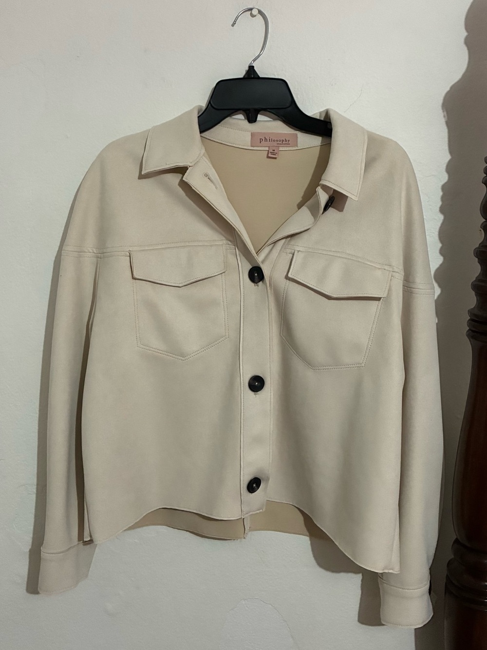 Philosophy Cream Button-Front Jean Jacket